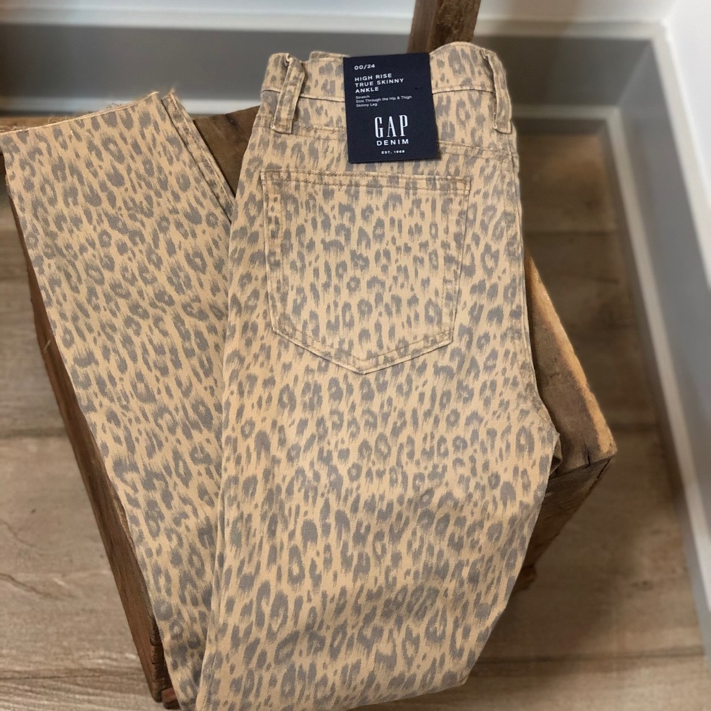 NWT Gap high rise skinny ankle leopard print